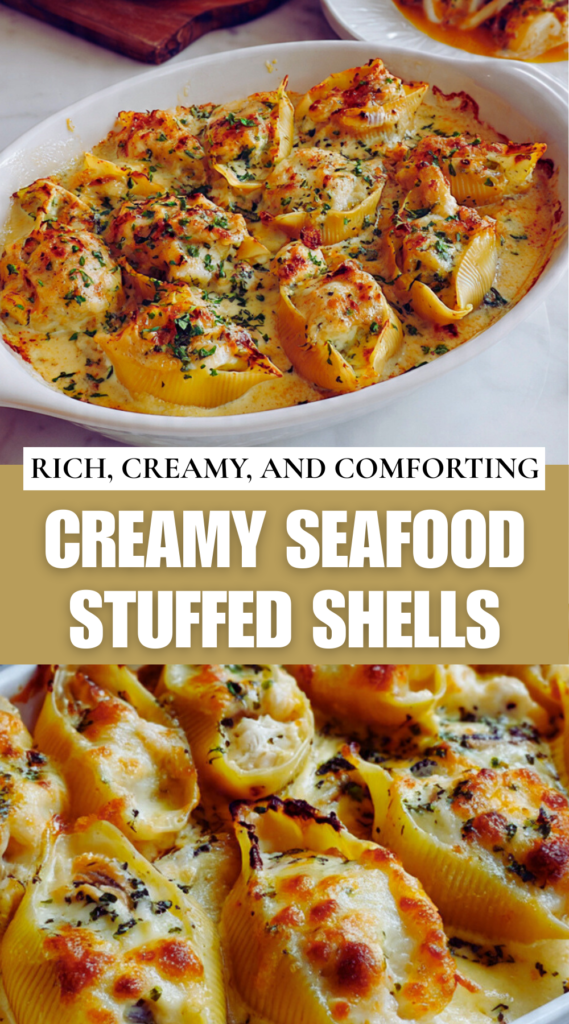 Creamy seafood stuffed shells 