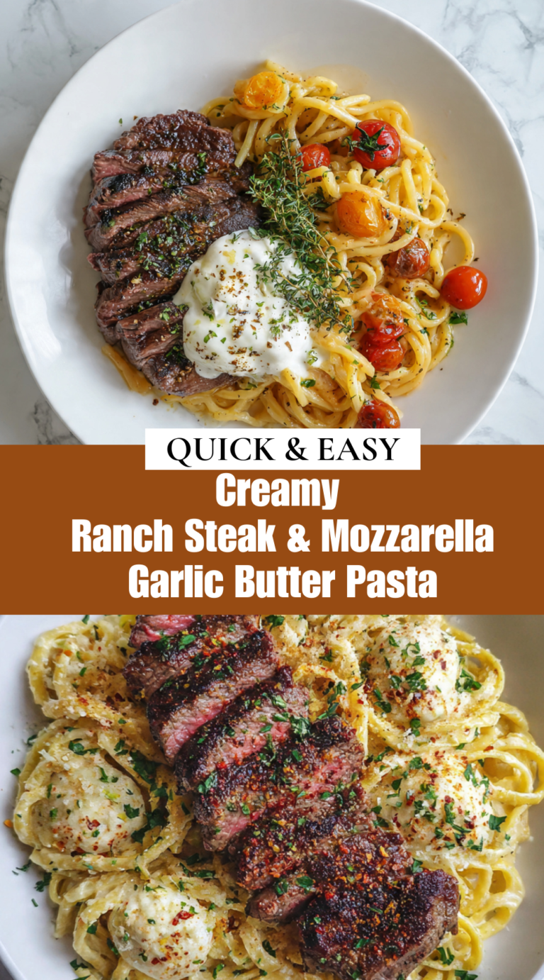 Creamy Ranch Steak & Mozzarella Garlic Butter Pasta