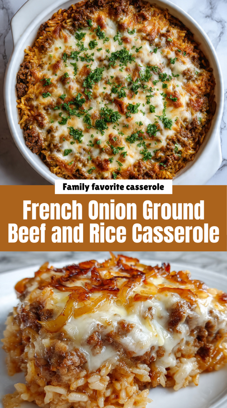 French Onion Ground Beef and Rice Casserole