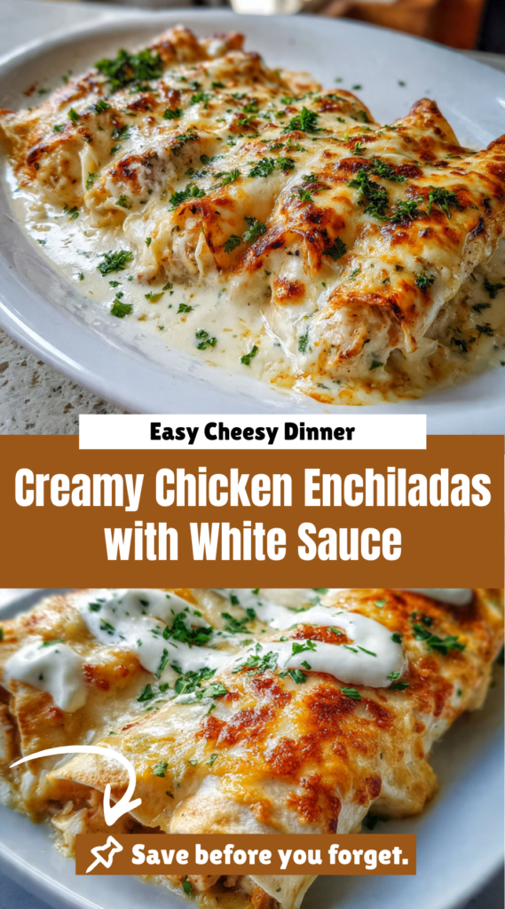 Creamy Chicken Enchiladas with White Sauce